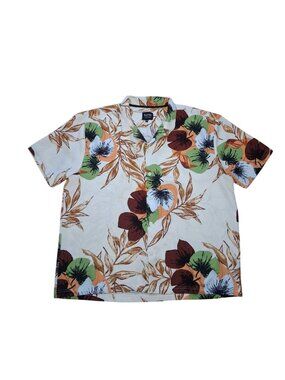Malibu Beach Club Hawaiian Shirt Men's 4X Tropical Floral Polyester